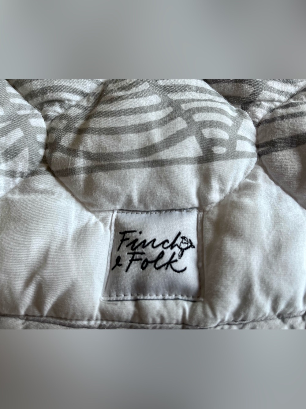 Finch & Folk Organic Cotton Round Quilted Baby Play Mat Grey White 44" - Picture 2 of 6